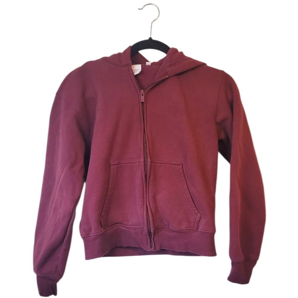 Aritzia Women's Red Perfect Fit Sweatfleece Zip Up Hoodie Size 2XS